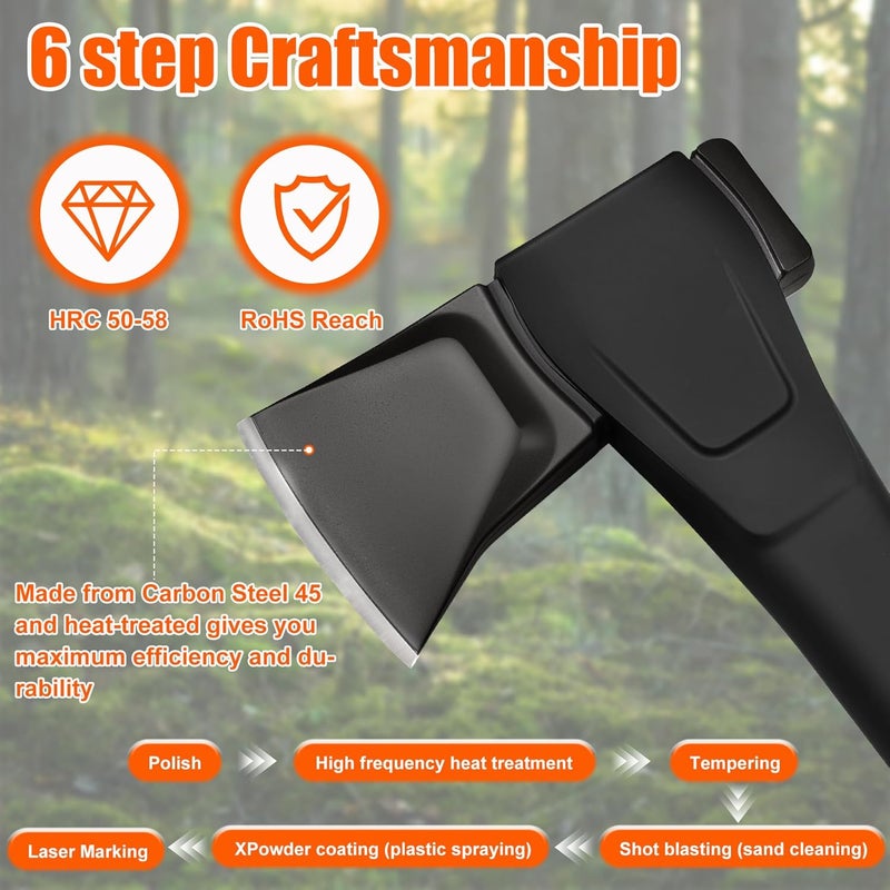 DESHIL X10 Hatchet Axe, 18” Camping Axe for Wood Splitting & Kindling with Nylon Hollow Handle, Anti-Slip Shock Absorption Grip for Outdoor Survival, Firewood, Hiking & Yard Tools - Image 1